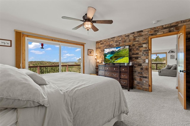 1380 Oak Valley Rd, Sedalia, CO 80135 - bedroom with access to exterior, carpet flooring, and ceiling fan