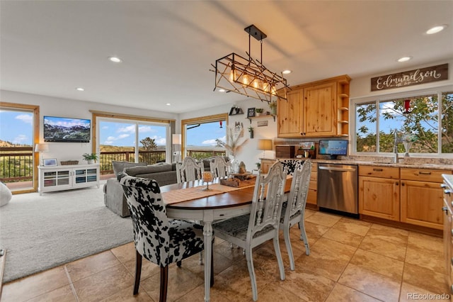1380 Oak Valley Rd, Sedalia, CO 80135 - dining space featuring recessed lighting and light tile patterned flooring
