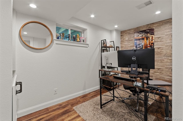 1380 Oak Valley Rd, Sedalia, CO 80135 - home office with wood finished floors and recessed lighting