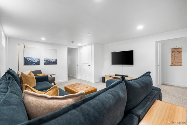 9220 Yucca Way, Thornton, CO 80229 - carpeted living area featuring baseboards and recessed lighting