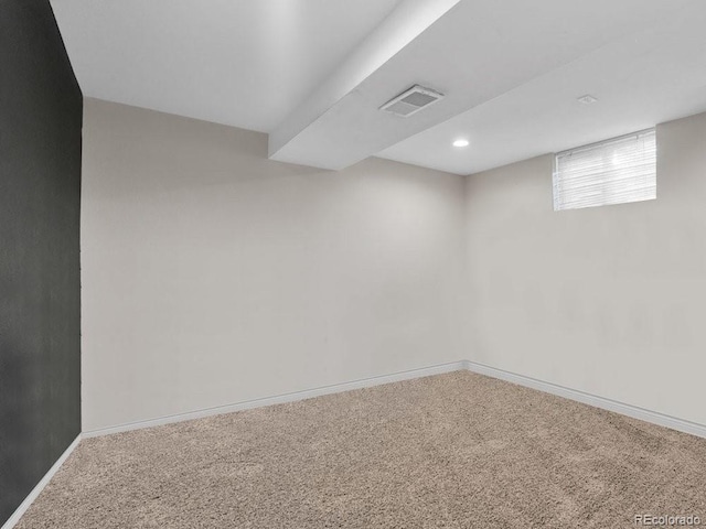 basement featuring carpet floors