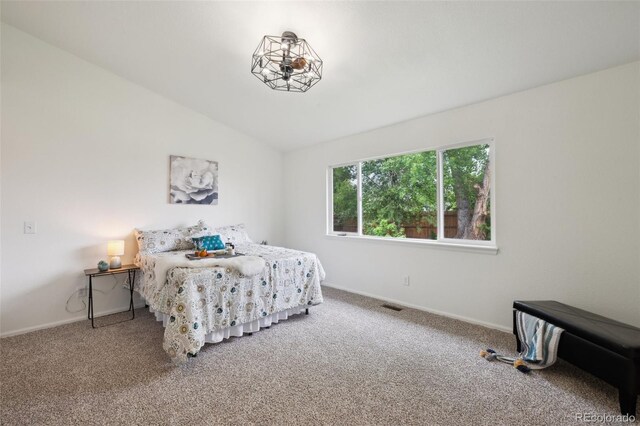 4530 Star Ridge Dr, Colorado Springs, CO 80916 - carpeted bedroom featuring lofted ceiling and baseboards