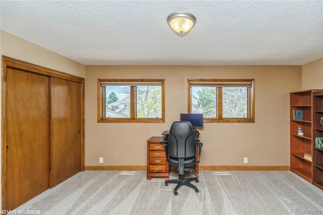 155 Xenon St Unit 33, Lakewood, CO 80228 - home office featuring light colored carpet, baseboards, and a textured ceiling