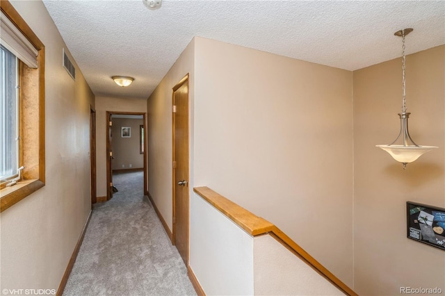 155 Xenon St Unit 33, Lakewood, CO 80228 - hall with light colored carpet, a textured ceiling, baseboards, and an upstairs landing