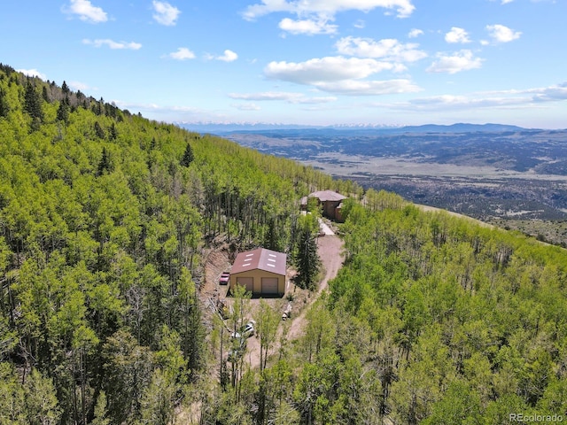 bird's eye view with a mountain view