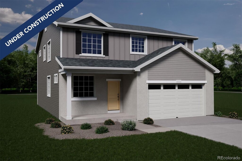 3958 N Riviera Ct, Aurora, CO 80019 - view of front facade with a front yard and a garage