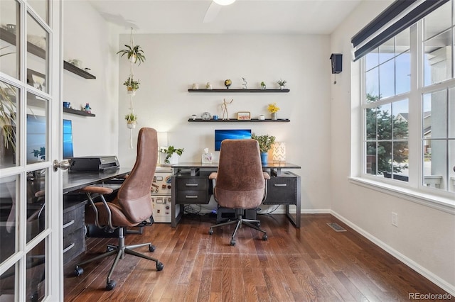 5362 E 140th Pl, Thornton, CO 80602 - office with a wealth of natural light, hardwood / wood-style floors, and visible vents