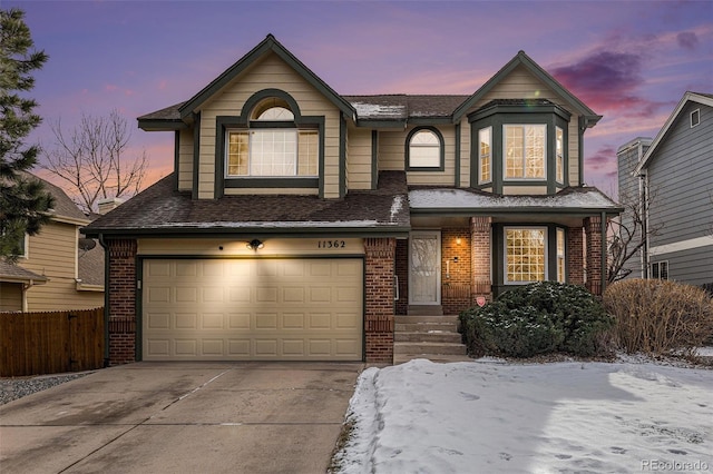 view of front of house with a garage