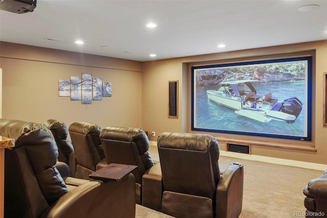 view of carpeted home theater