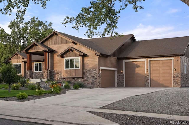 craftsman inspired home featuring a garage