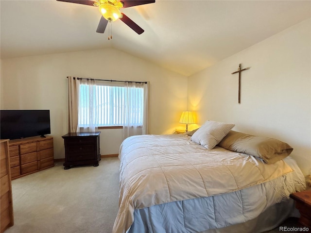 2835 S Tower Way, Aurora, CO 80013 - bedroom with vaulted ceiling, carpet floors, and a ceiling fan