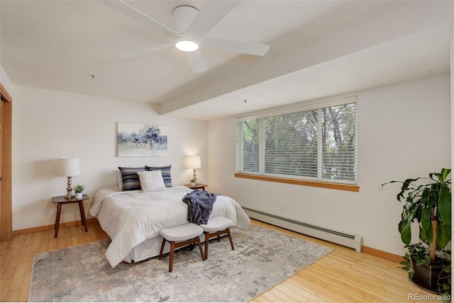 1460 Quince Ave Unit 102, Boulder, CO 80304 - bedroom with baseboard heating, hardwood / wood-style flooring, and ceiling fan