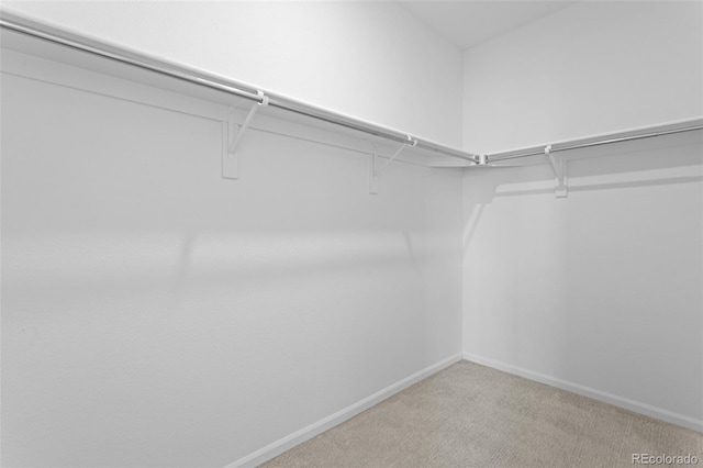 spacious closet with light colored carpet