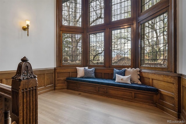 sitting room with light hardwood / wood-style floors and a wealth of natural light