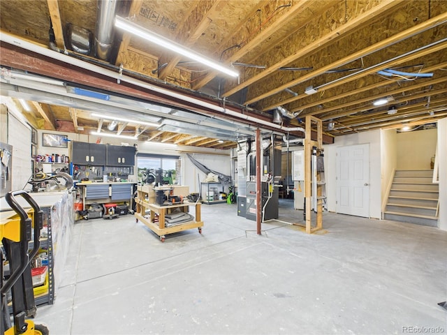 10497 Wagon Box Cir, Highlands Ranch, CO 80130 - below grade area featuring stairway and heating unit