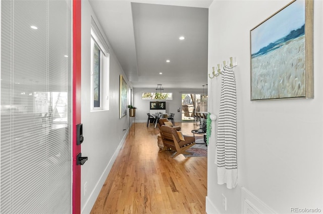 5240 N Raleigh St, Denver, CO 80212 - corridor featuring light wood-style flooring, recessed lighting, and baseboards