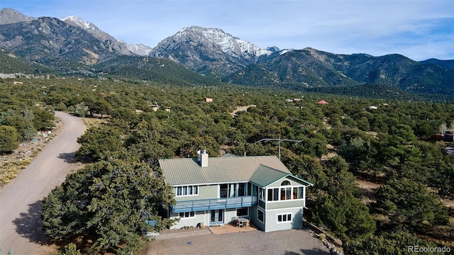 246 Baca Grant Way, Crestone, CO 81131 - aerial view featuring a forest view and a mountain view