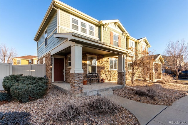 craftsman inspired home featuring a porch