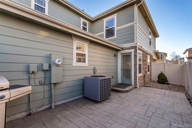 view of patio featuring central AC unit