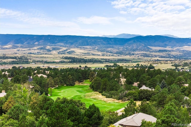 aerial view with a mountain view