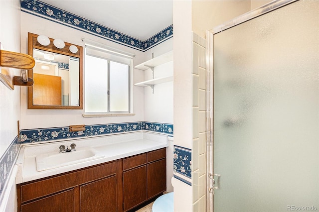 6019 Taft Ct, Arvada, CO 80004 - bathroom featuring vanity and a stall shower