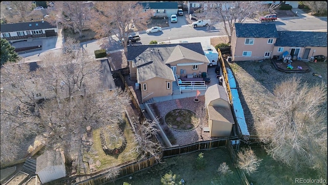 bird's eye view with a residential view