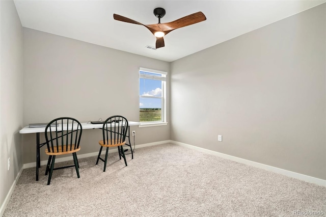 4209 Fox Grove Dr, Fort Collins, CO 80524 - living area featuring ceiling fan, carpet, baseboards, and a desk