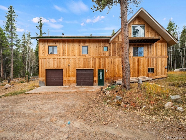 exterior space featuring a garage