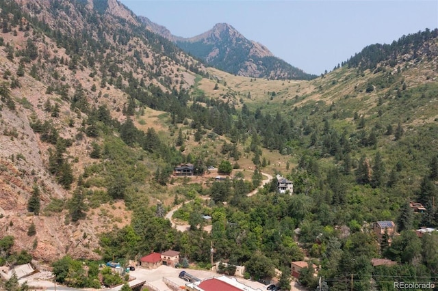 aerial view with a mountain view