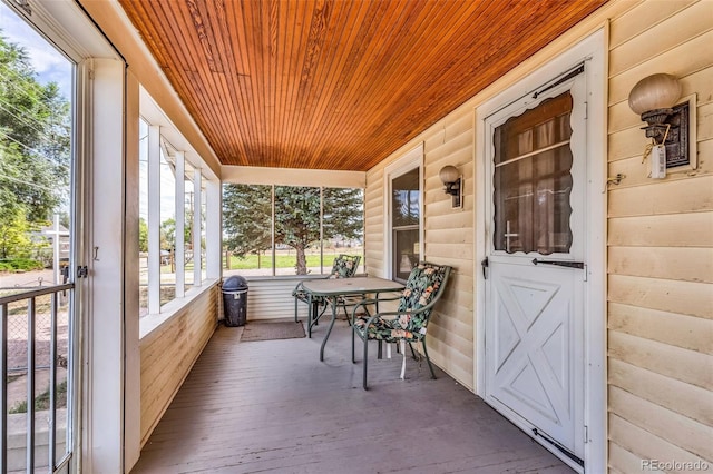 sunroom / solarium with wooden ceiling