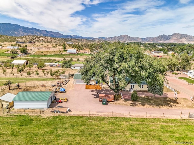 drone / aerial view with a mountain view