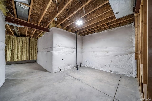 view of unfinished basement