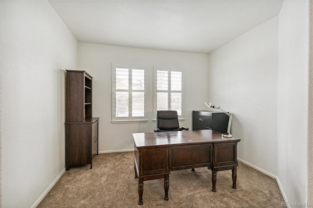 office area with light colored carpet