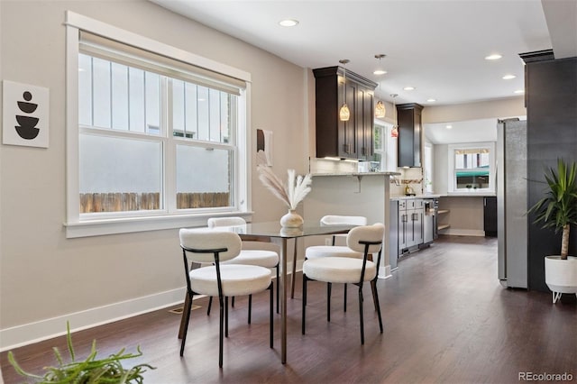 815 S Gaylord St, Denver, CO 80209 - dining area featuring dark wood-style flooring and recessed lighting