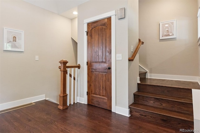 815 S Gaylord St, Denver, CO 80209 - foyer entrance featuring dark wood-style flooring and stairs