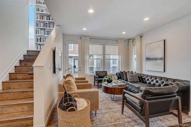 living room with wood-type flooring