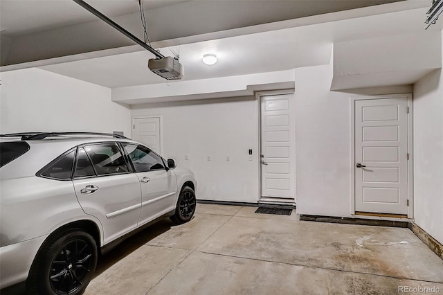 garage with a garage door opener