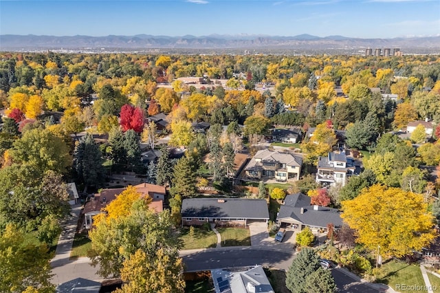 drone / aerial view with a mountain view