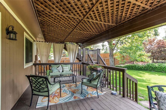 6687 Devinney Ct, Arvada, CO 80004 - wooden terrace featuring an outdoor living space