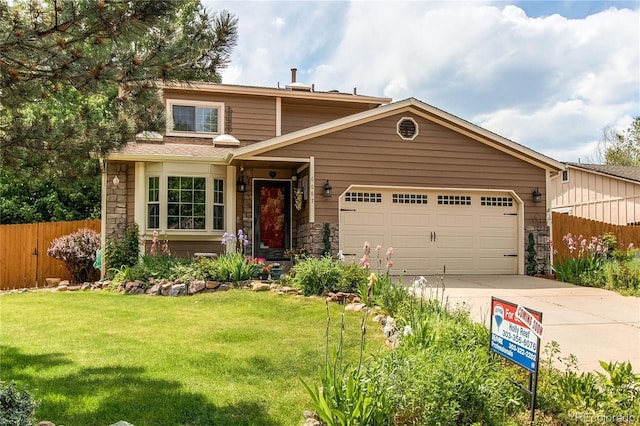 6687 Devinney Ct, Arvada, CO 80004 - traditional-style home featuring a garage, concrete driveway, stone siding, and roof with shingles