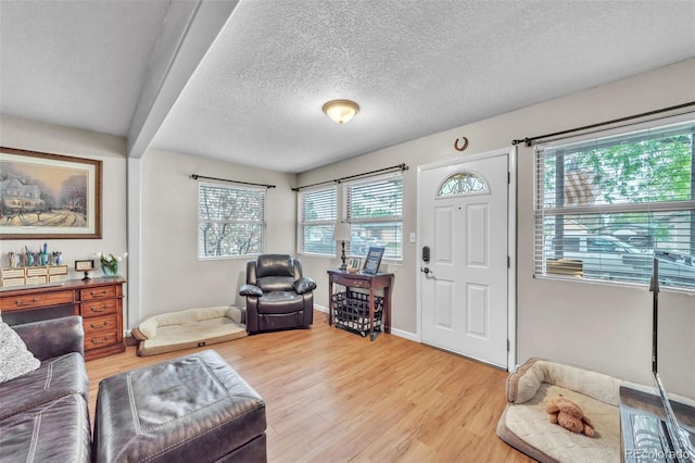 313 E Grant Ave, Fowler, CO 81039 - foyer entrance with light wood finished floors, a textured ceiling, and baseboards