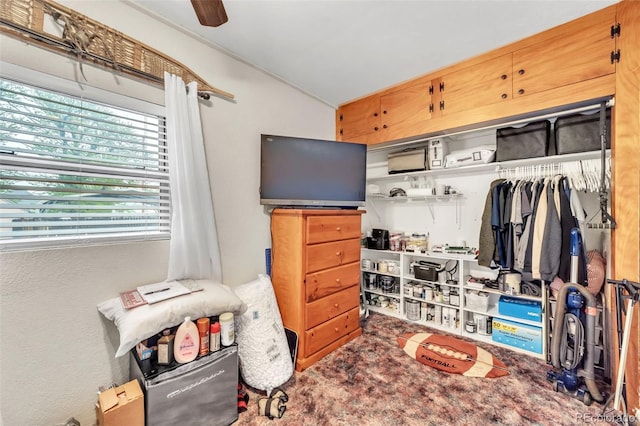 313 E Grant Ave, Fowler, CO 81039 - bedroom with vaulted ceiling and a ceiling fan