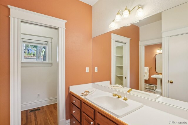 2360 S Milwaukee St, Denver, CO 80210 - bathroom with wood finished floors and vanity