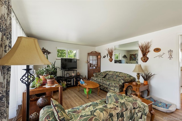 9830 E 5th Ave N, Aurora, CO 80010 - living area featuring wood finished floors