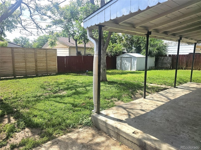 7331 Clay St, Westminster, CO 80030 - fenced backyard with a shed and a patio area