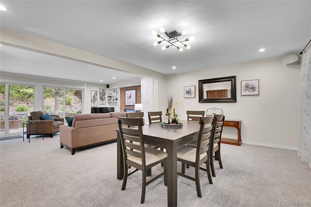 7030 S Fillmore Ct, Centennial, CO 80122 - dining space featuring light carpet, recessed lighting, a textured ceiling, and baseboards
