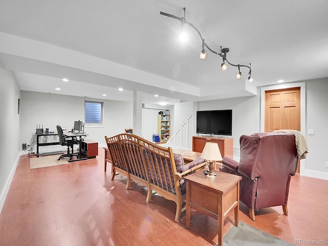 7030 S Fillmore Ct, Centennial, CO 80122 - living room with wood finished floors, baseboards, and recessed lighting