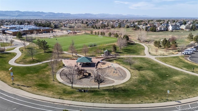1113 Southbury Pl, Highlands Ranch, CO 80129 - aerial view of residential area with mountains