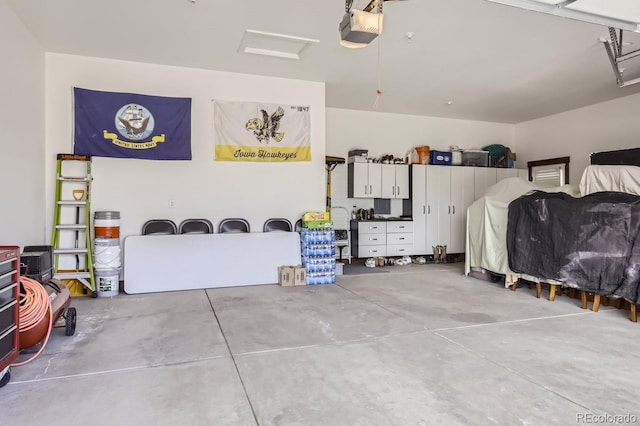 garage with a garage door opener