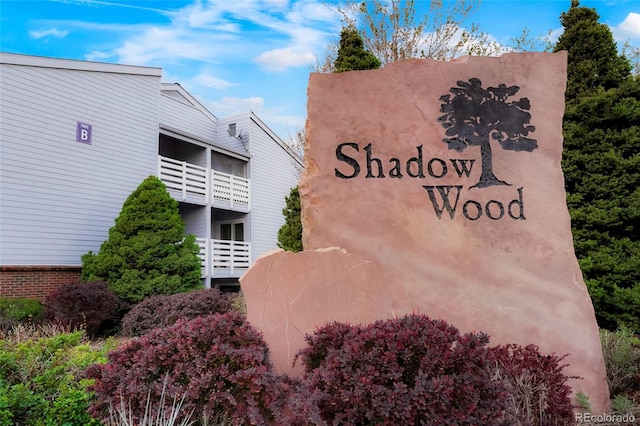 view of community sign